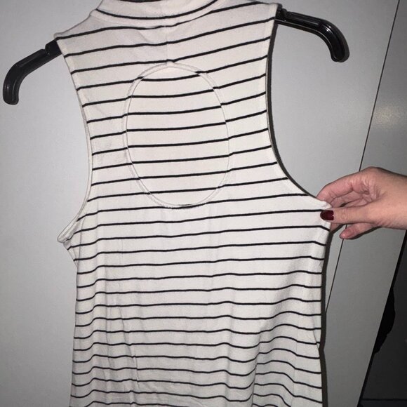 Express Mock Neck Striped Tank Top with Open Back Keyhole, Size M - Picture 1 of 3